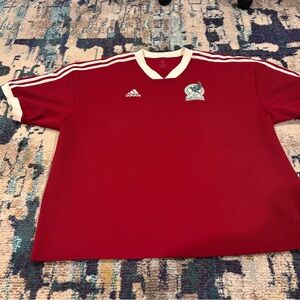 Adidas Maroon Mexico Soccer Jersey with White Stripes